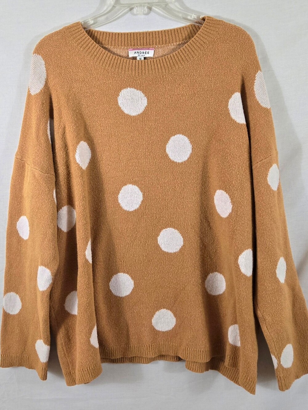 Andree By Unit Women's Mustard Yellow Polka Dot Sweater Size 1X *Flaw*